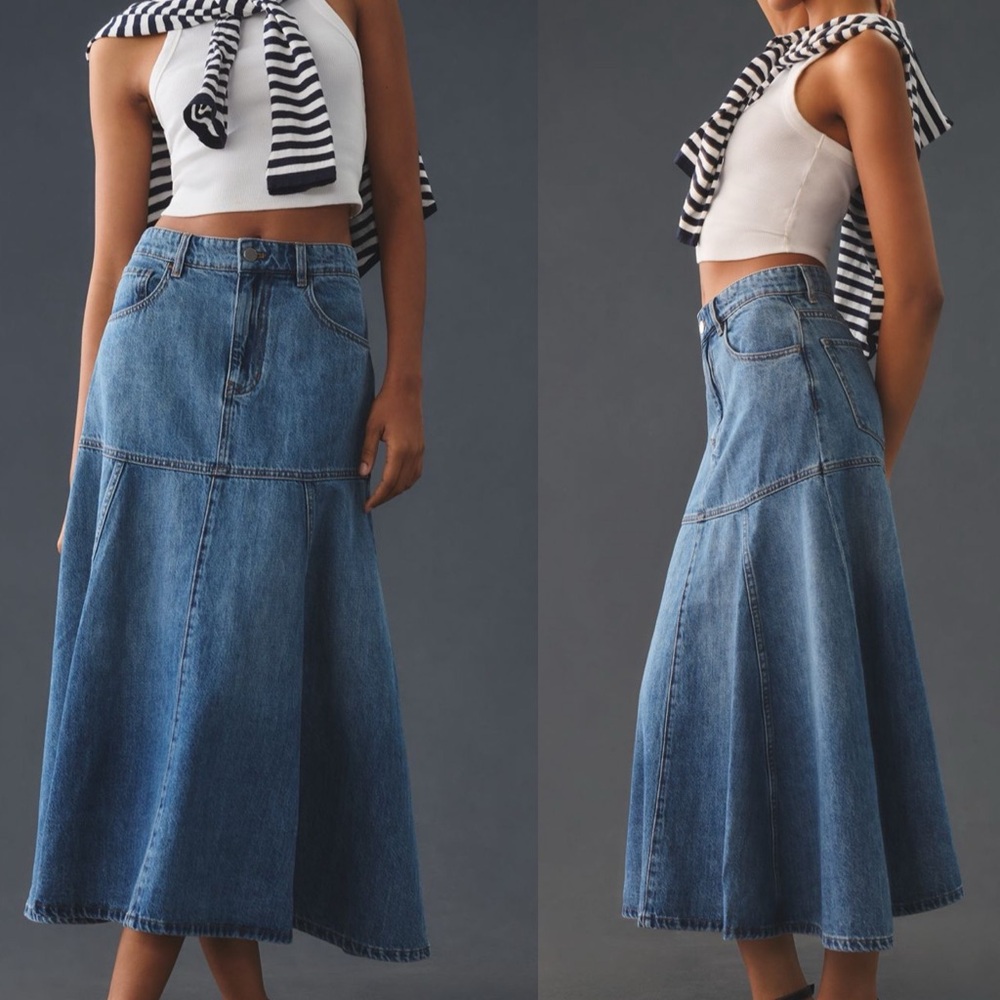 Anthropologie Indigo A-Line Denim Skirt